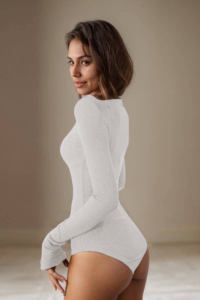 CWSBSL0160_RIBBED COTTON LONG SLEEVE SLIM FIT BODYSUIT