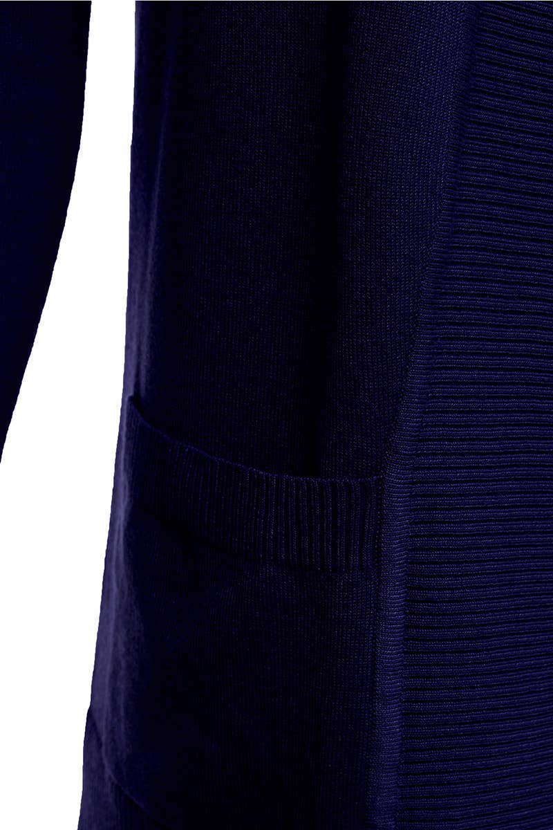 AWOCAL313_Open Front Long Sleeve Pockets Sweater Cardigan