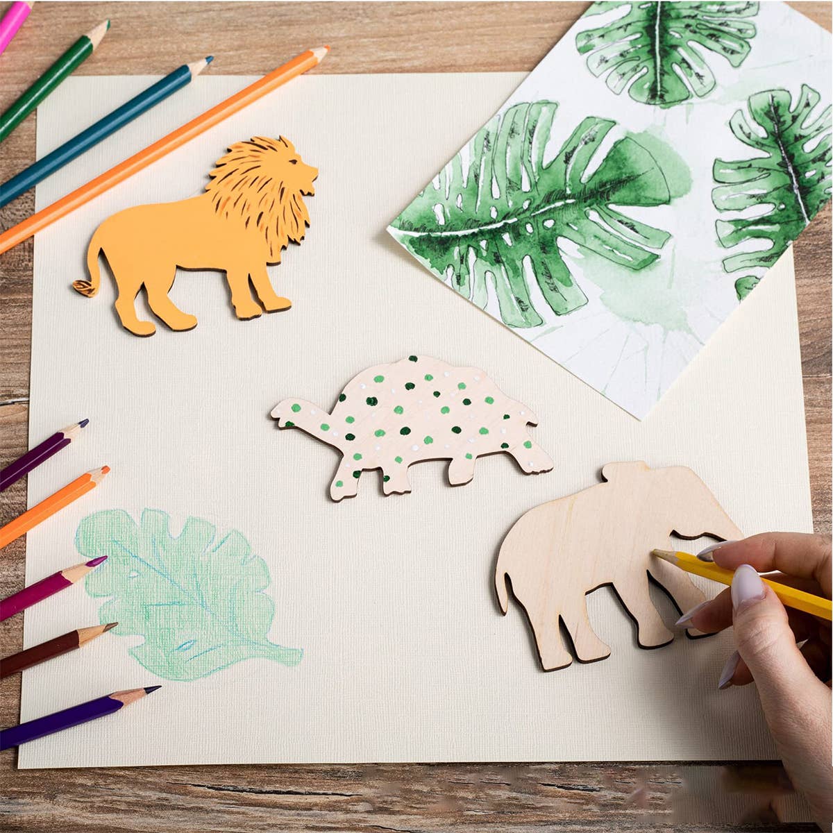 CWASC2676_JUNGLE ANIMAL HANDMADE DIY WOODEN CRAFTS