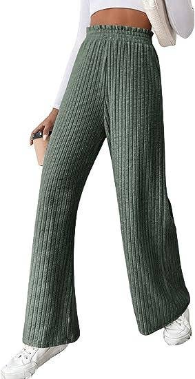 CASUAL LOOSE HIGH-WAISTED KNITTED PANTS