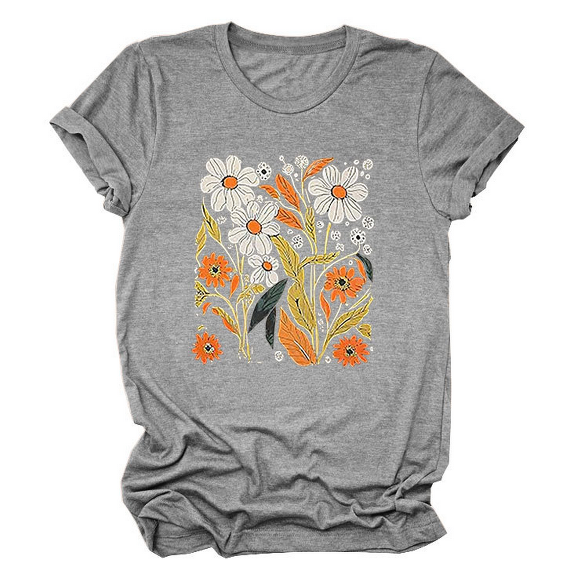 Women?™s Summer Tee ??Floral Casual Round Neck_CWTTS1500