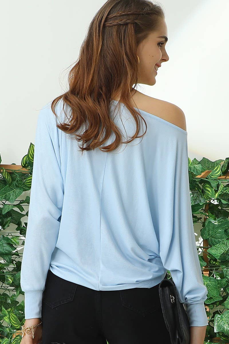 CWTTL1506_ROUND NECK BATWING SLEEVE TOP