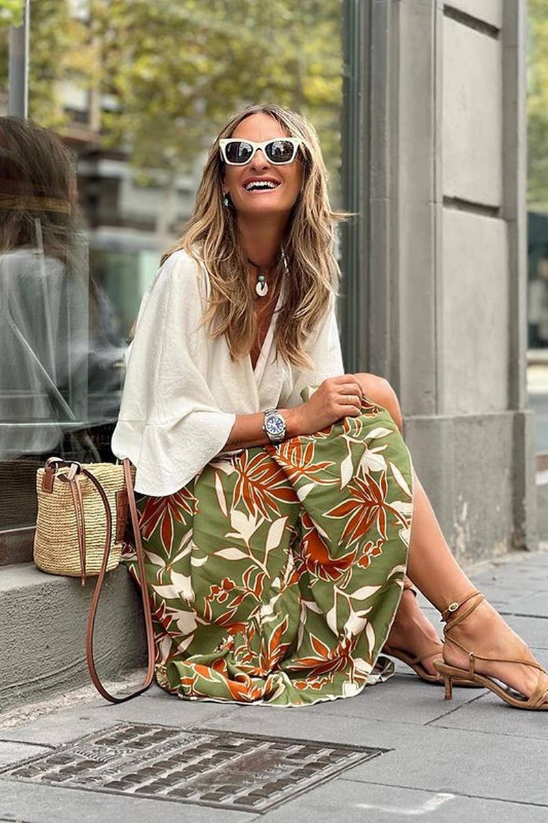 CWBLS0620_NEW SUMMER PRINTED HOLIDAY CASUAL SKIRT