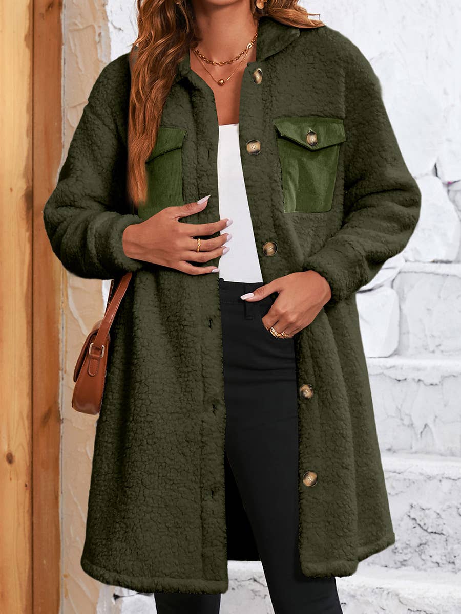 CASUAL LAMB FLEECE WARM MID-LENGTH JACKET LADY