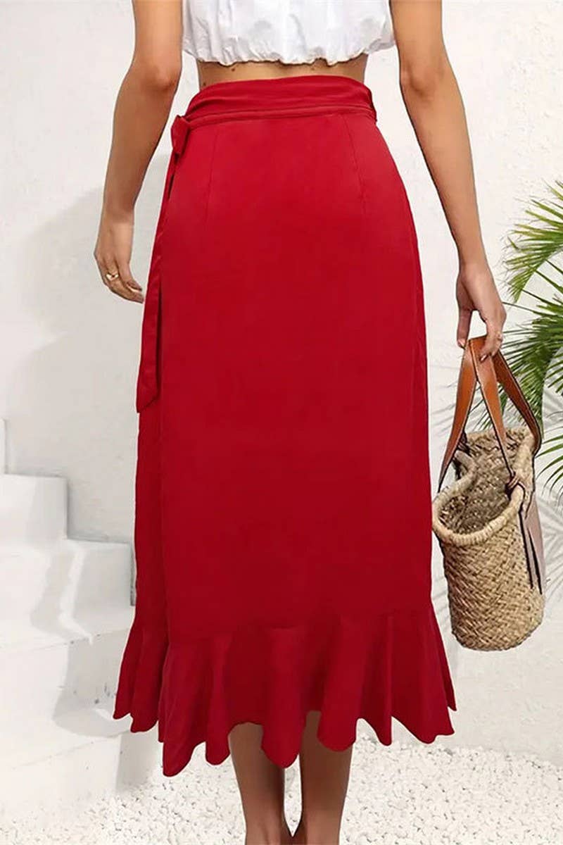 CWBMS0426_SPRING AND SUMMER RUFFLED IRREGULAR SKIRT