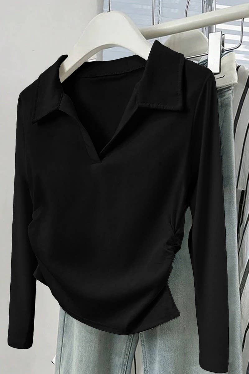 CWTBLL01035_CASUAL SOLID V NECK LONG SLEEVE TEE