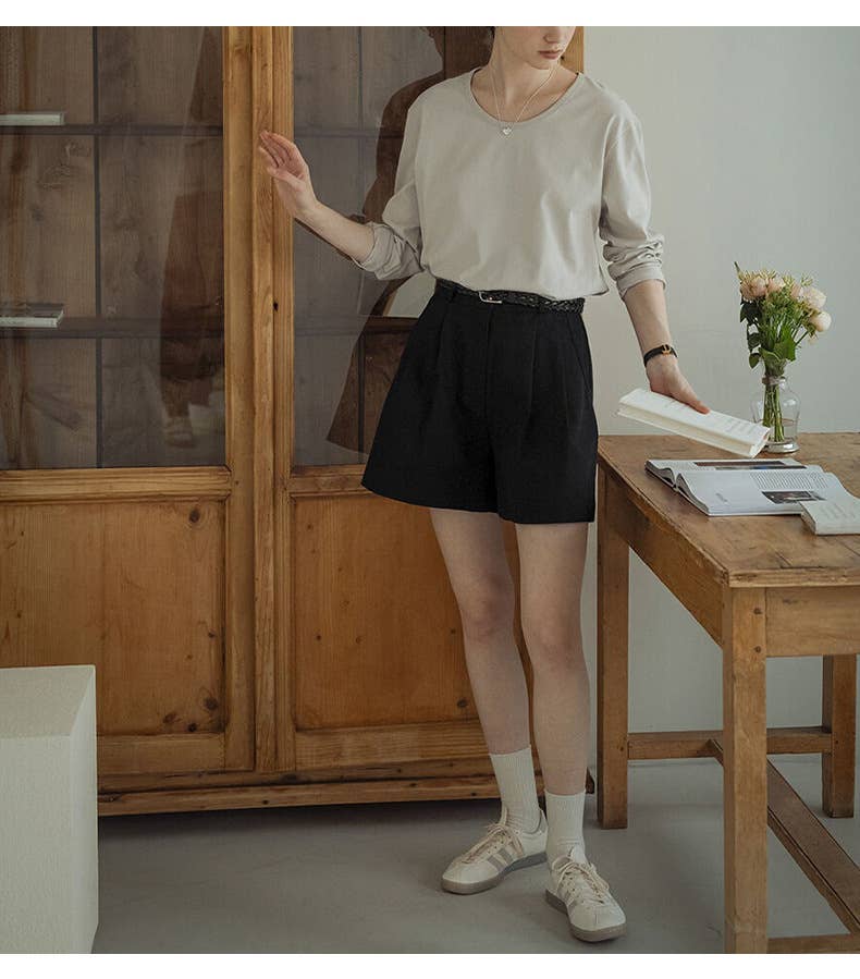 Cotton round-neck off-the-shoulder sleeve shirt