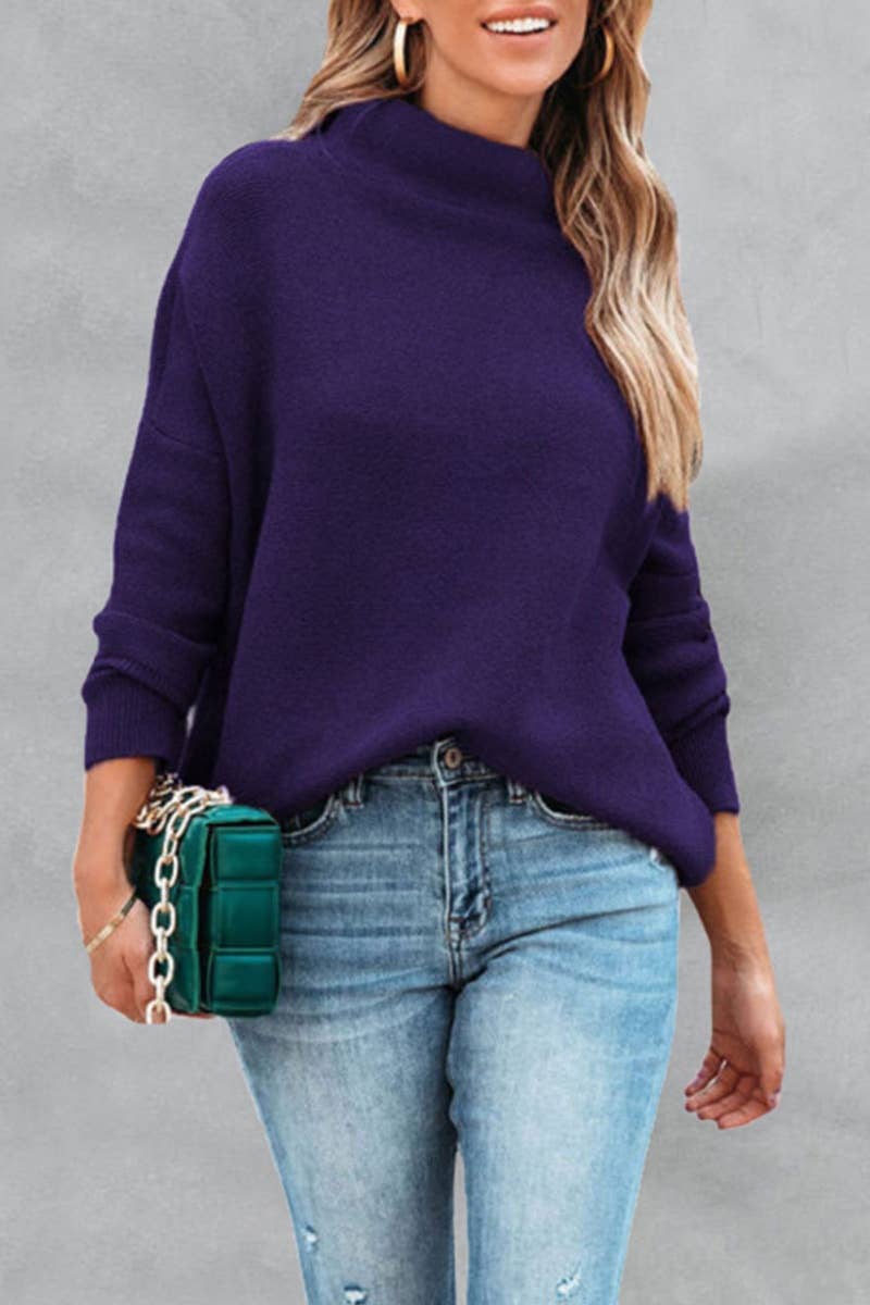 CWOSWL5846_STYLISH TURTLENECK LONG-SLEEVED SWEATER