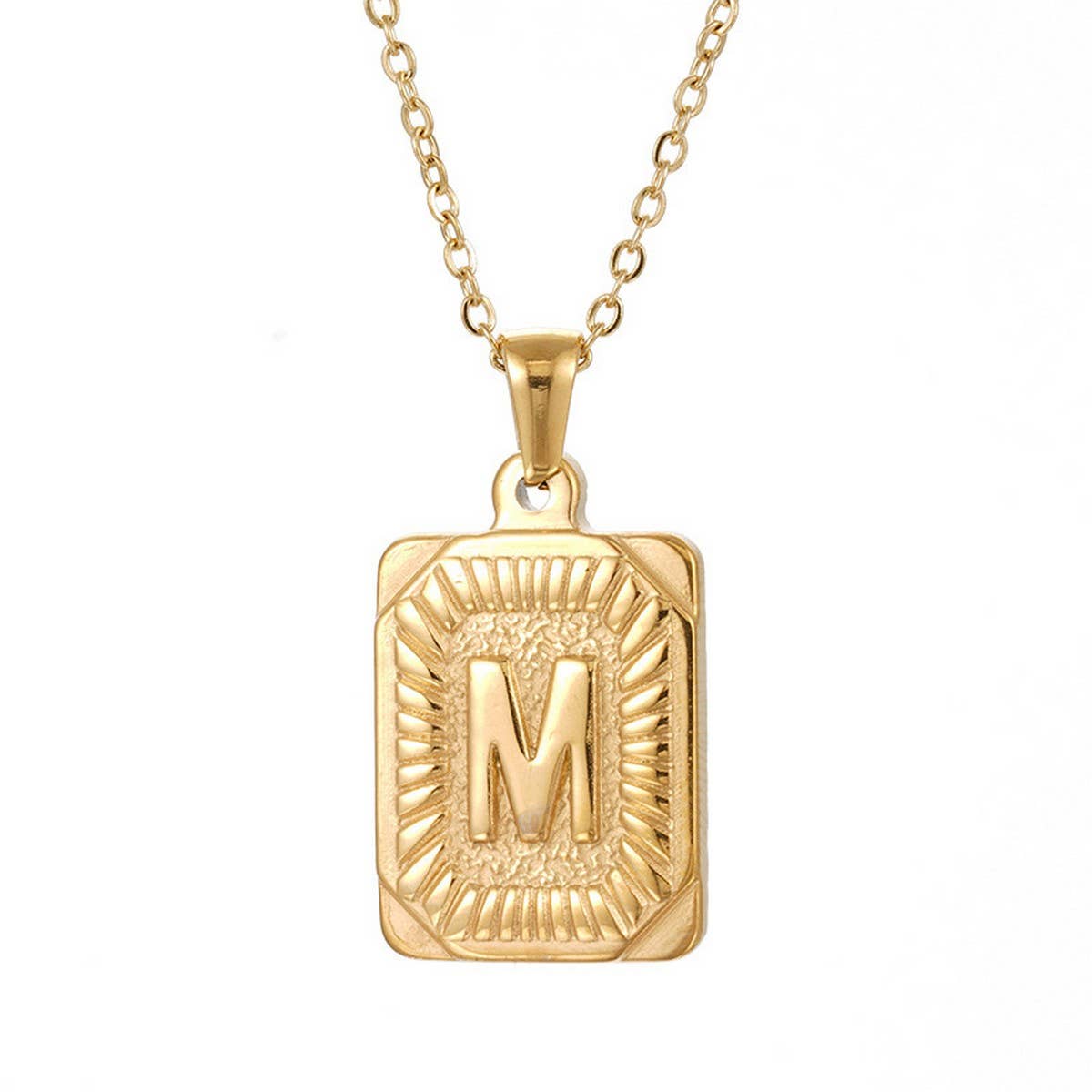 CWAJE1937_Square Stainless Steel Letter Fashion Necklace