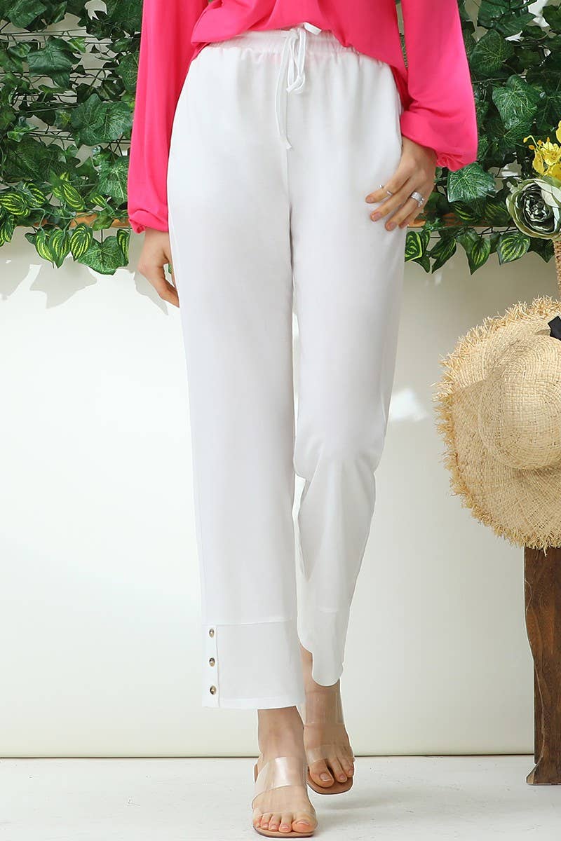 CWBLP424_BANDED LONG LEG STRAGHIT PANTS WITH POCKET