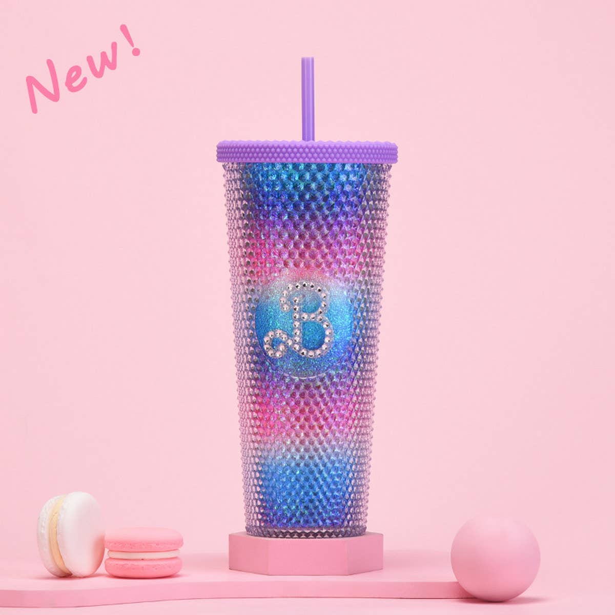 DOUBLE LAYER PORTABLE PLASTIC STRAW DIAMOND CUP