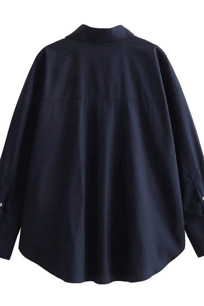 CWTSTL2430_LAPEL STRIPED SATIN DRAPE LONG SLEEVE SHIRT