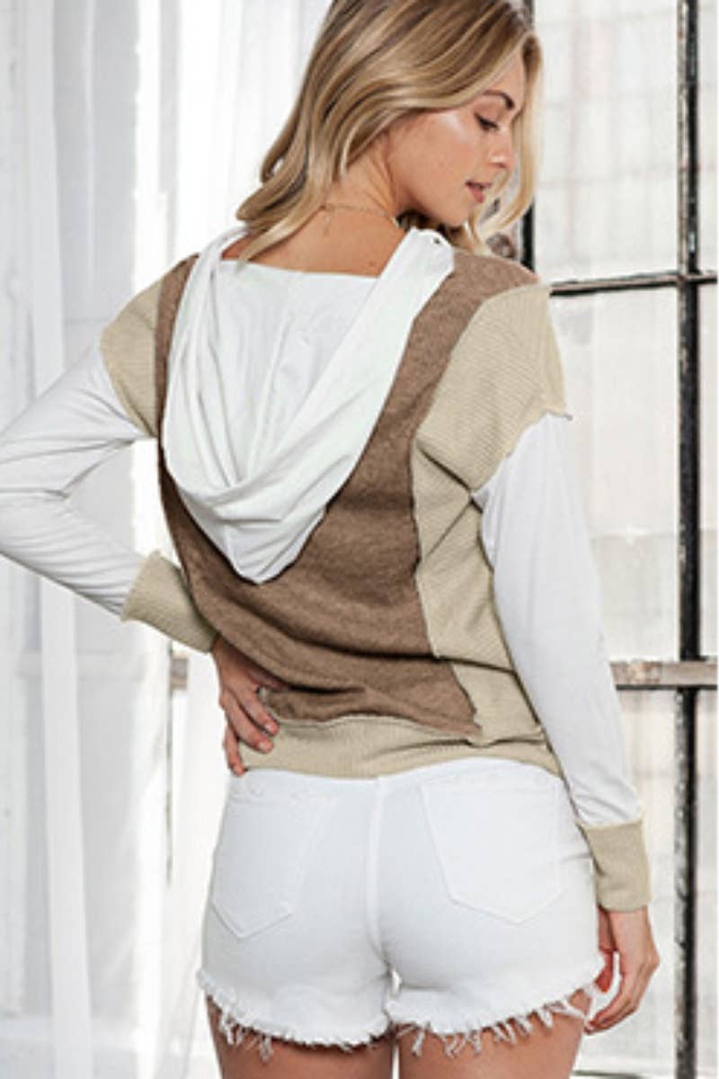 CWTBLL3031_KNIT CASUAL HOODED LONG-SLEEVED HOODIE