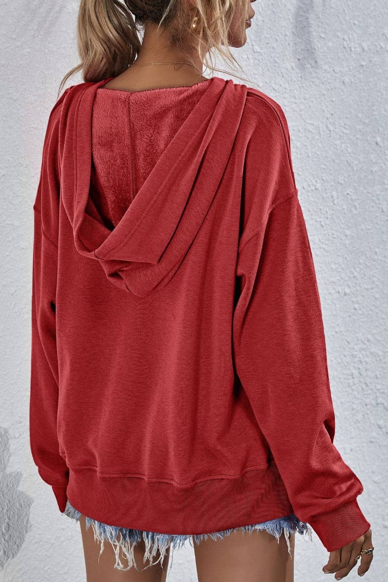 CWTBLL2619_WINTER CASUAL FLEECE LONG-SLEEVED HOODIE