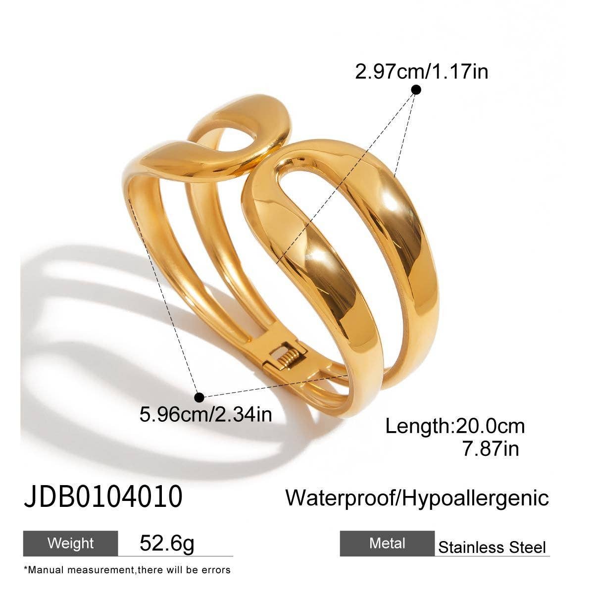 Unique 18K Gold Double Layer Spring Open Cuff