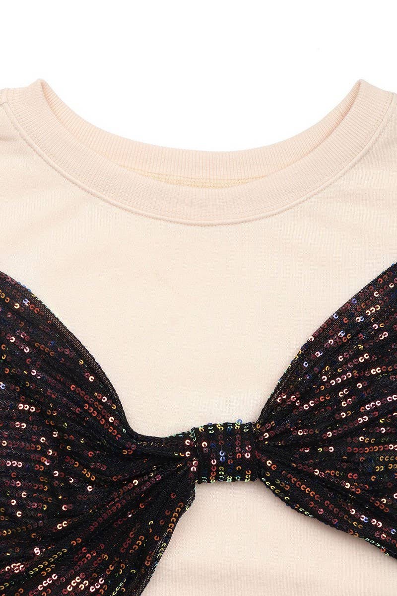 CWTBLL00770_SEQUIN BOW DETAIL CREWNECK PULLOVER SWEATSHIRT