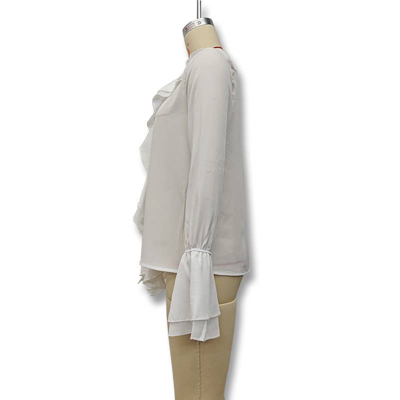Cardigan with ruffled and fashionable tie design