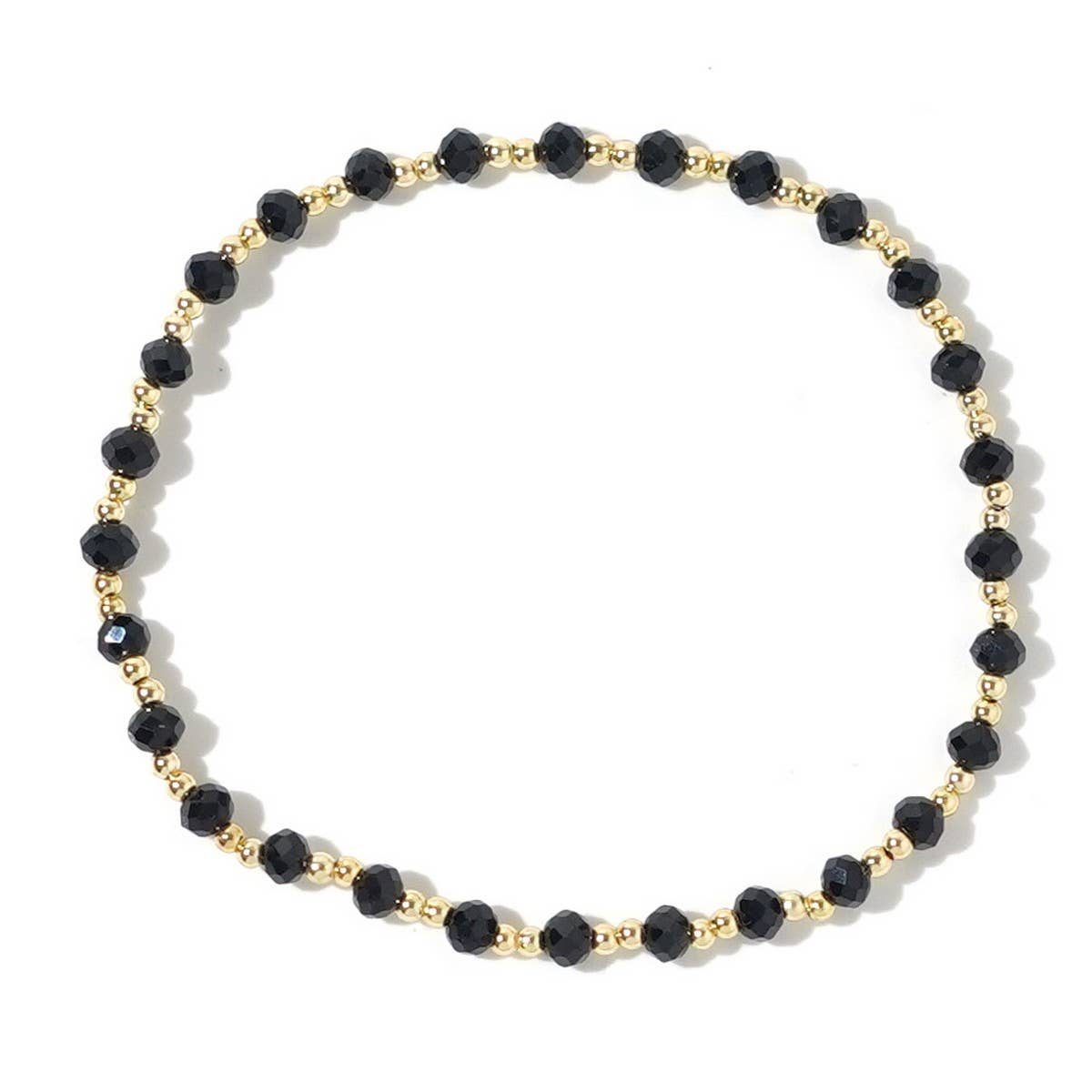 FASHIONABLE COPPER BEADS AND BLACK CRYSTAL BRACELET