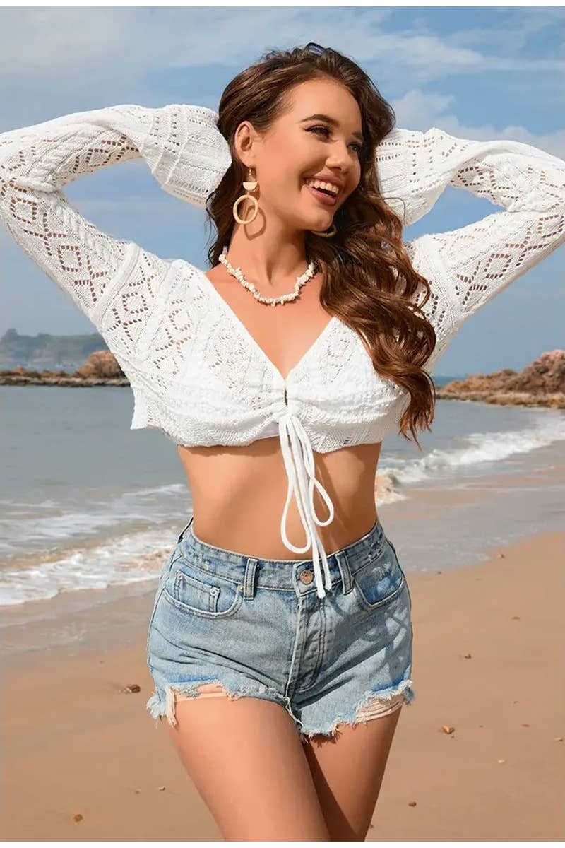 CWTTL1995_SPRING AND SUMMER V-NECK FASHION CARDIGAN