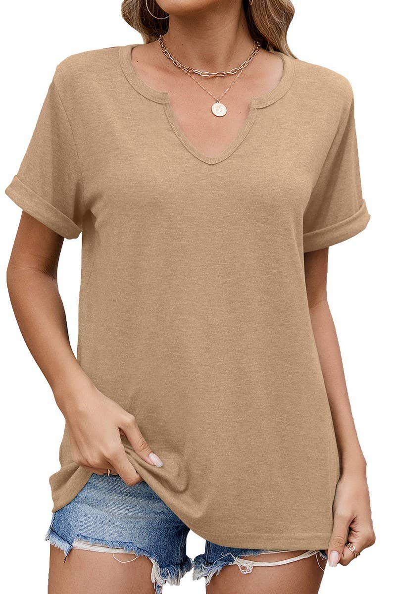 CWTTS1339_SUMMER NEW V-NECK LOOSE SHORT-SLEEVED T-SHIRT