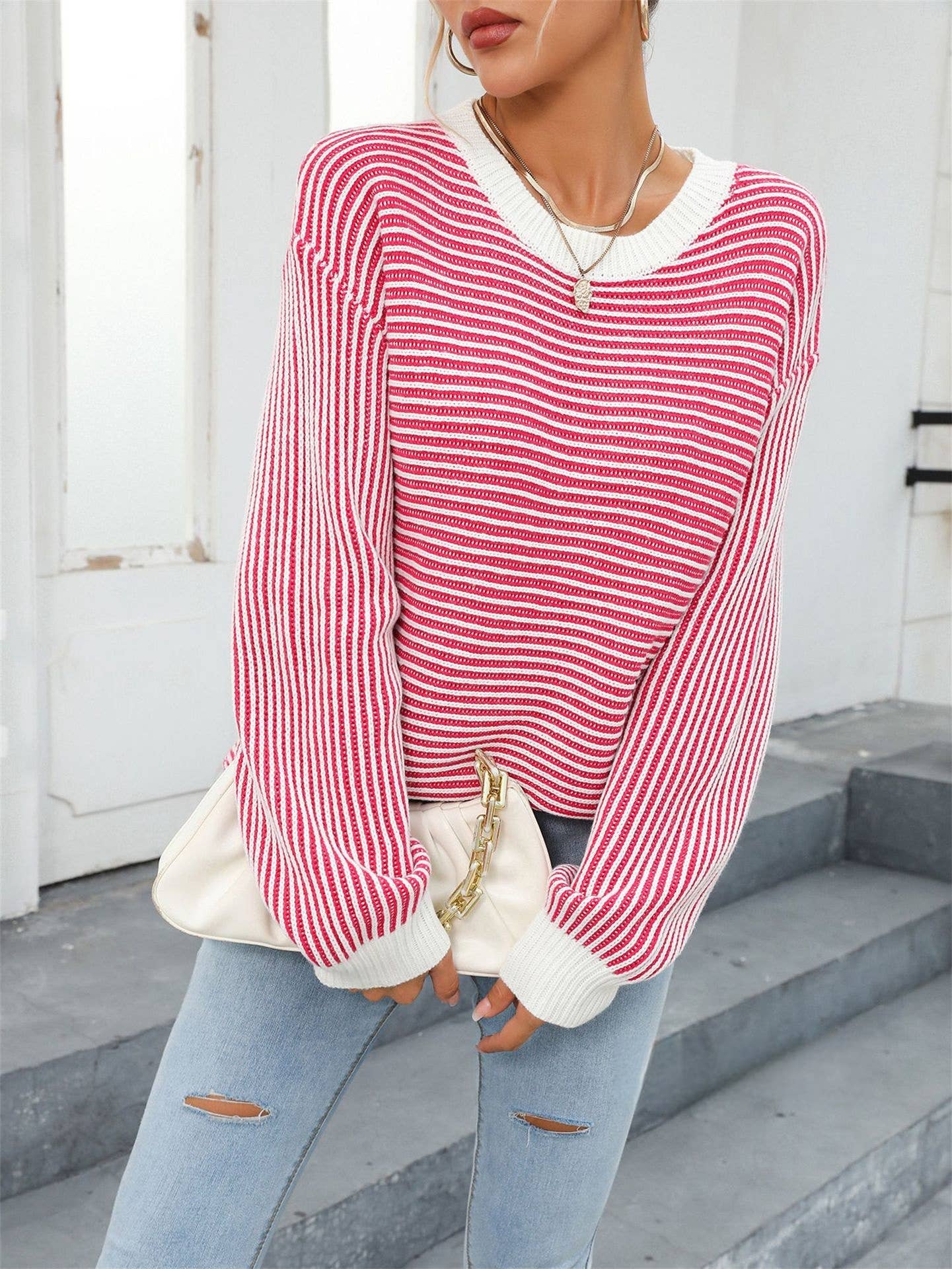 CWOSWL1037_Casual Crew Neck Pullover Long Sleeve Sweater