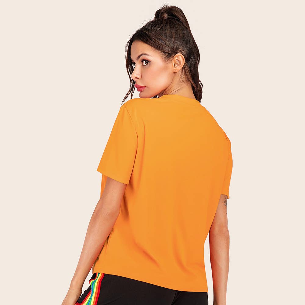 Crew-neck monogram print short-sleeved T-shirt