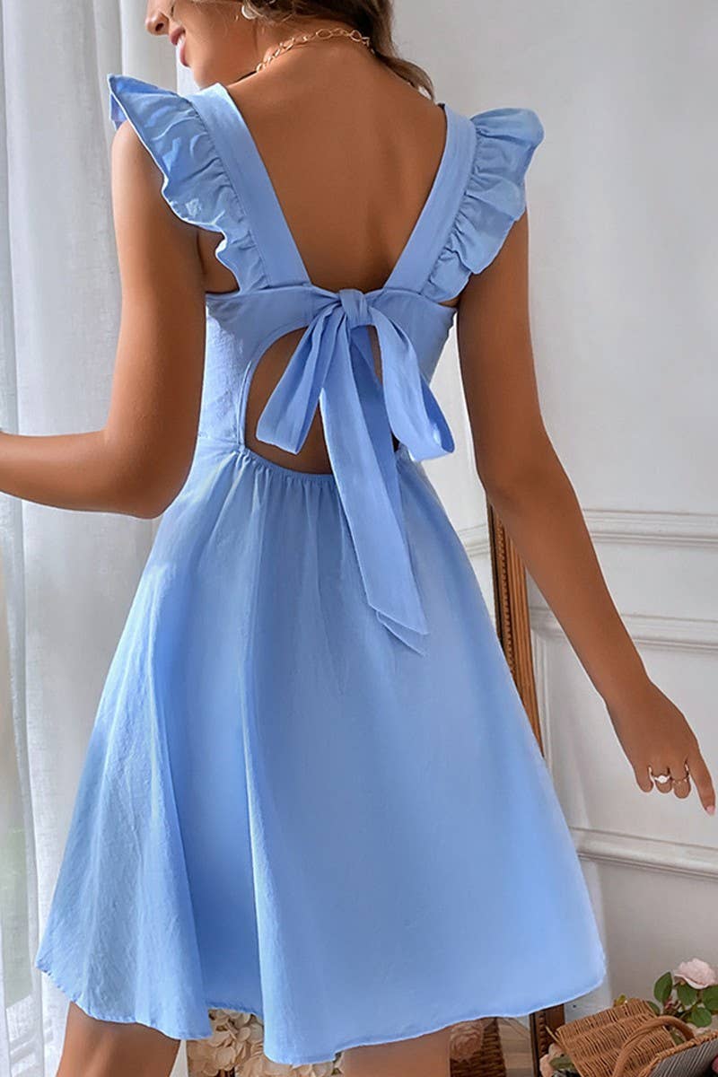 CWDSD8438_ELEGANT SOLID COLOR SPAGHETTI STRAP SUNDRESS