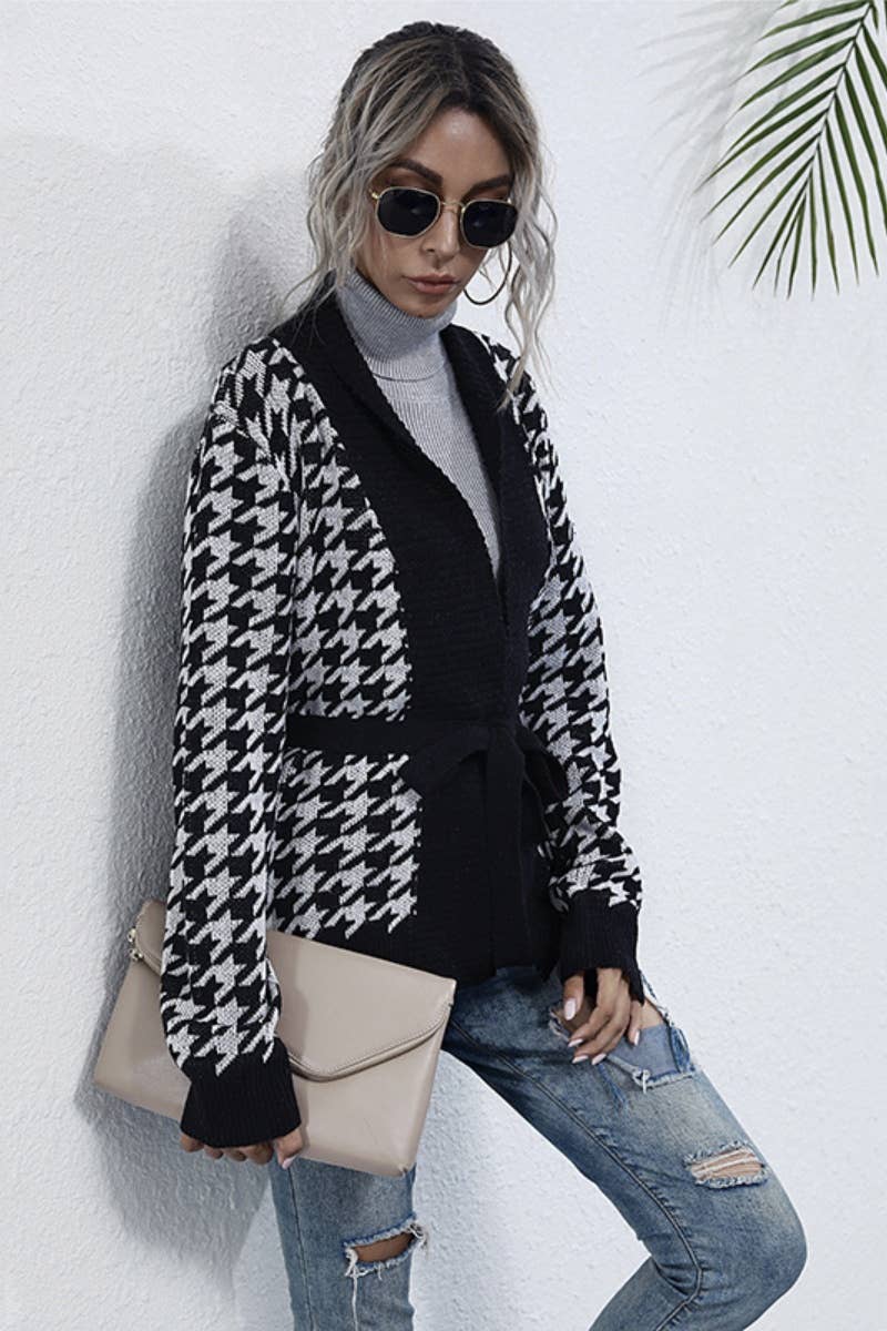 CWOCAL1973_WINTER VINTAGE PLAID V-NECK SWEATER CARDIGAN