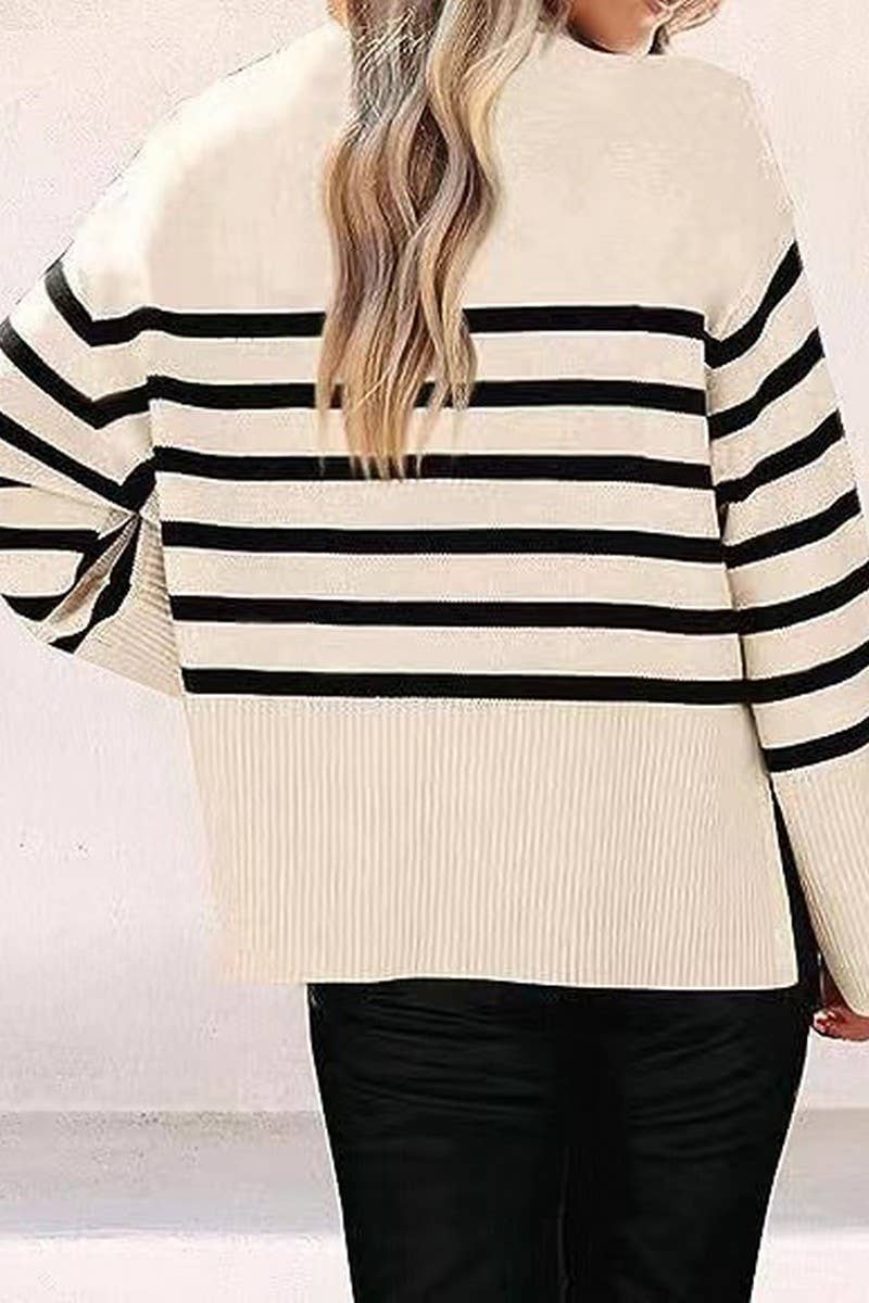 CWOSWL07683_STRIPED LOOSE-FITTING PULLOVER KNIT SWEATER