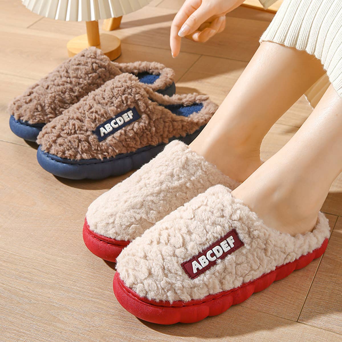 HOUSEHOLD NON-SLIP LETTER WARM COTTON SLIPPERS