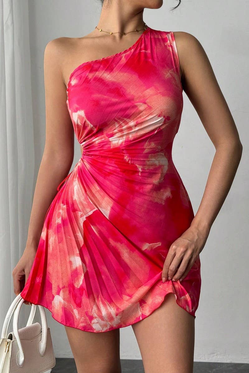 CWDSD7568_NEW SEXY HOT GIRL STYLE PRINTED PLEATED DRESS