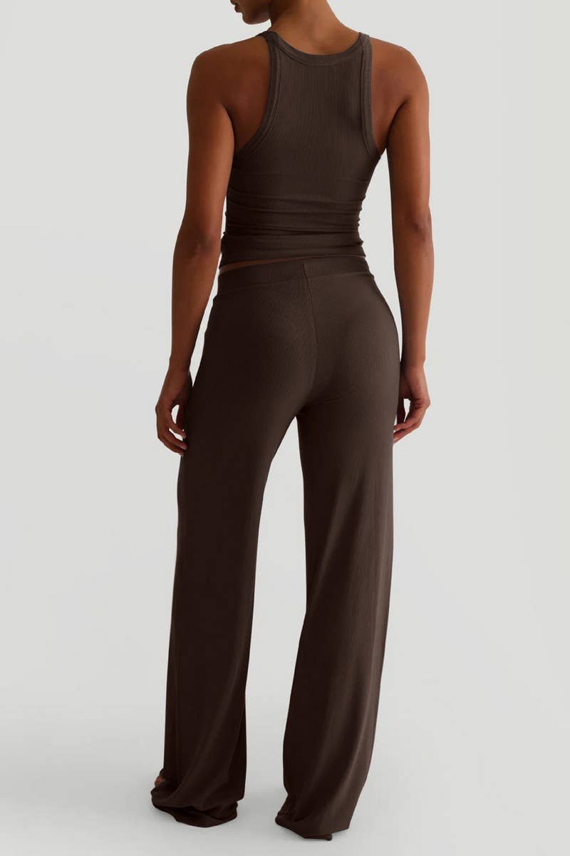 CWSTB00442_SPORTS YOGA TANK TOP & WIDE LEG PANTS SET