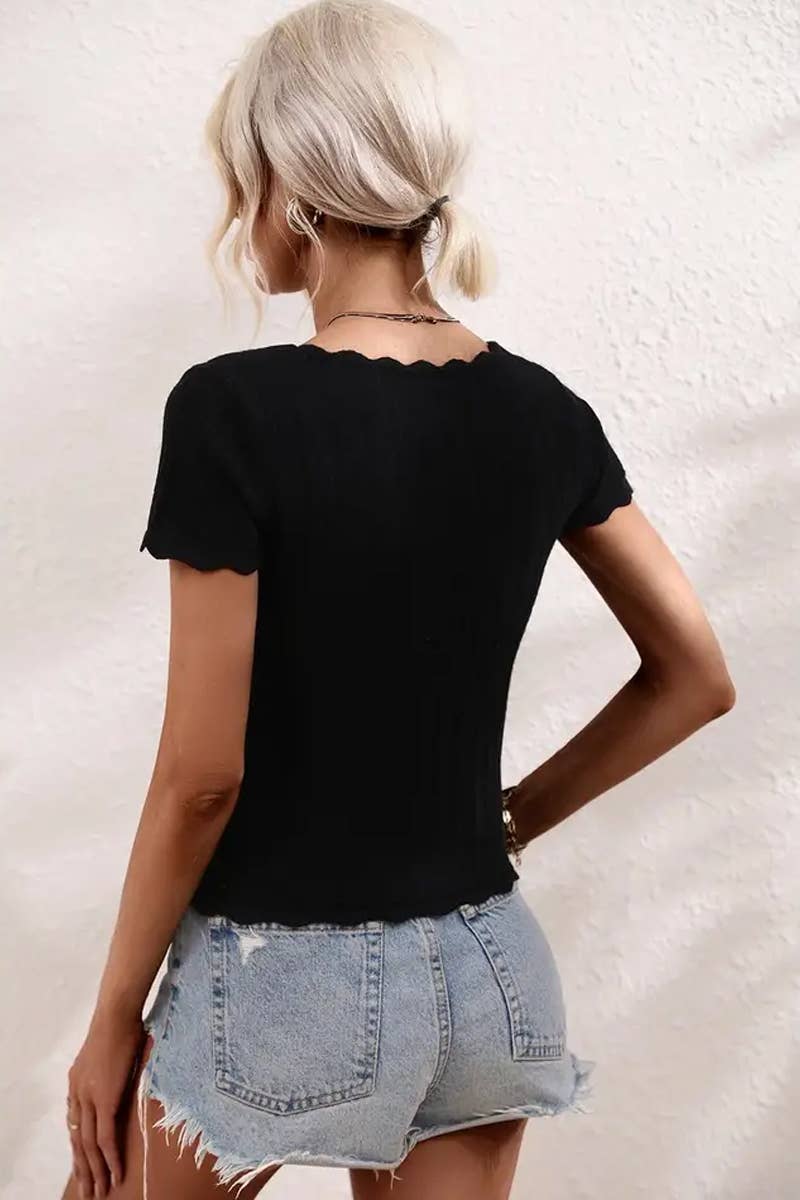 CWTBLS1765_SUMMER U-NECK CASUAL SOLID COLOR SWEATER