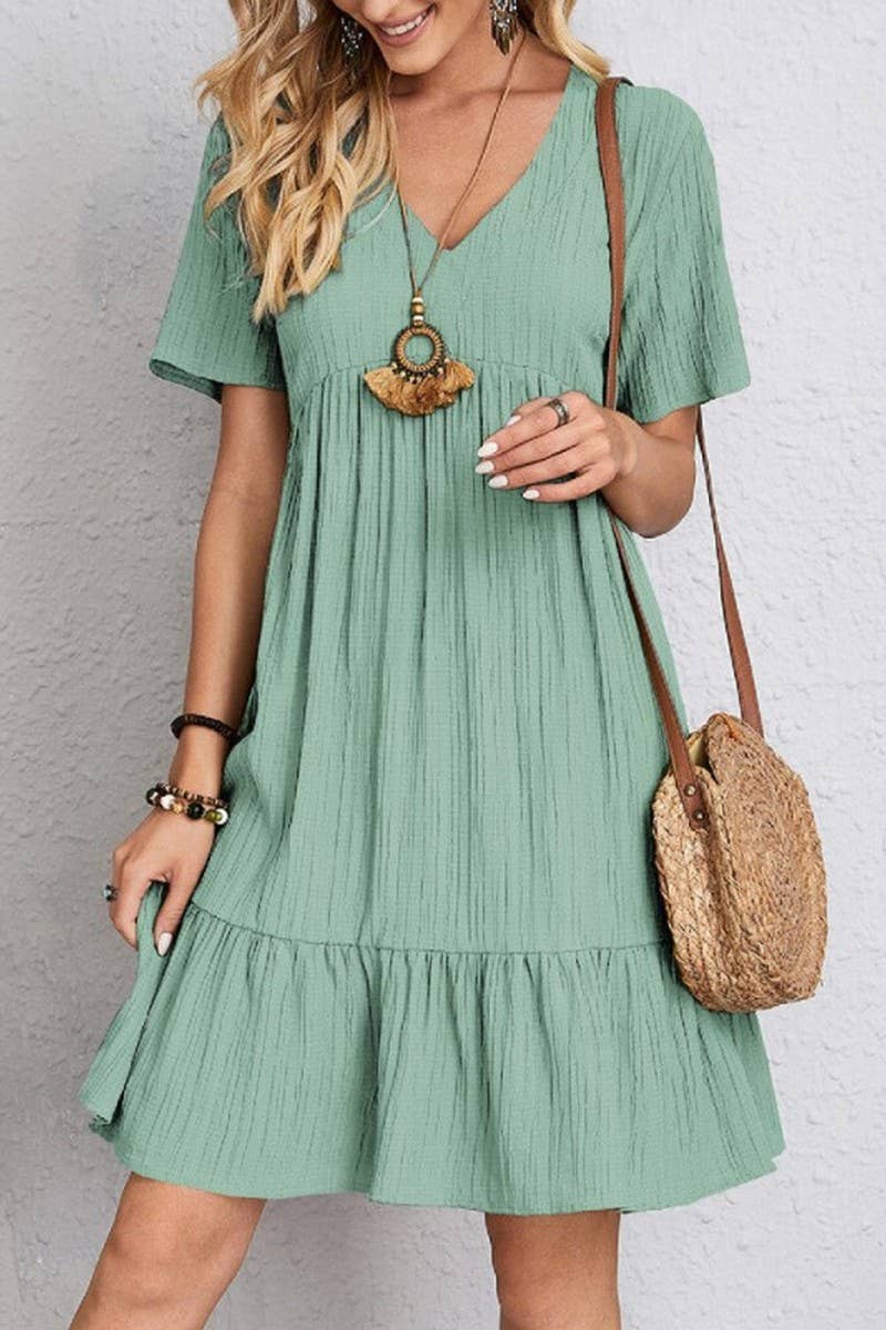 CWDSD8232_SUMMER LOOSE CASUAL SHORT-SLEEVED DRESS
