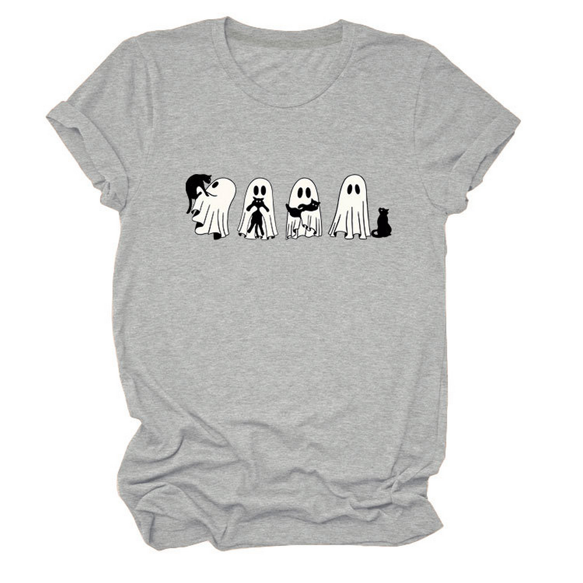 Ghost and Black Cat Tee ? Plus Size Casual Top