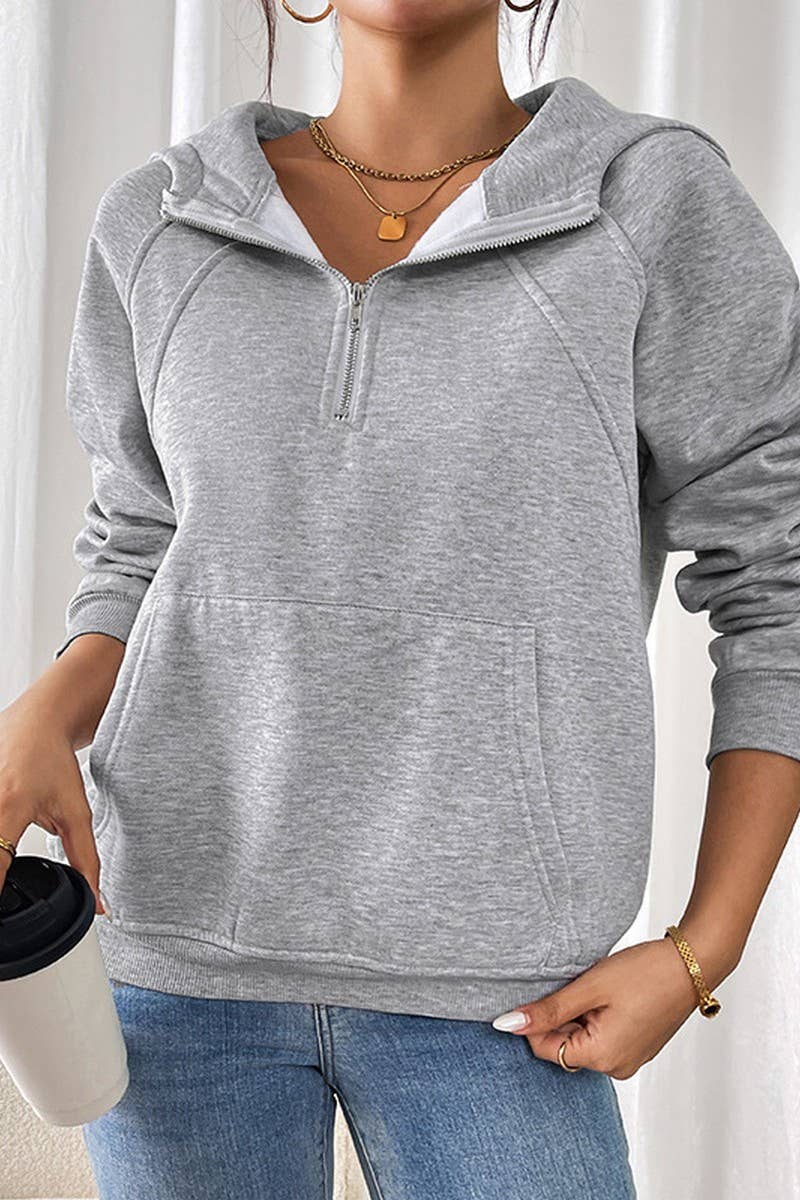 CWOHOL0787_SOLID COLOR THICKENED HOODED SWEATSHIRT