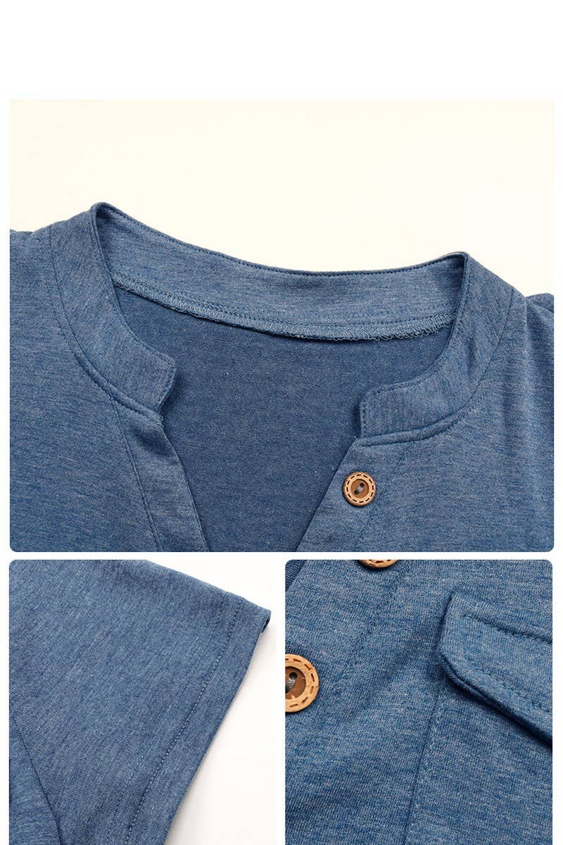 CWTTL1966_NEW V-NECK BASIC COMFORTABLE CASUAL T-SHIRT