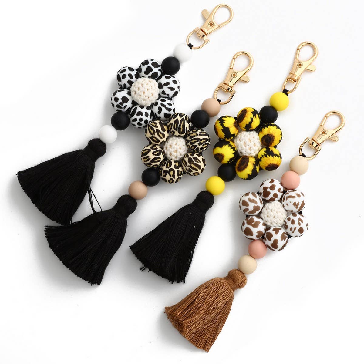 Beaded Tassel Bag Charm Creative Silicone Keychain_CWMM6864