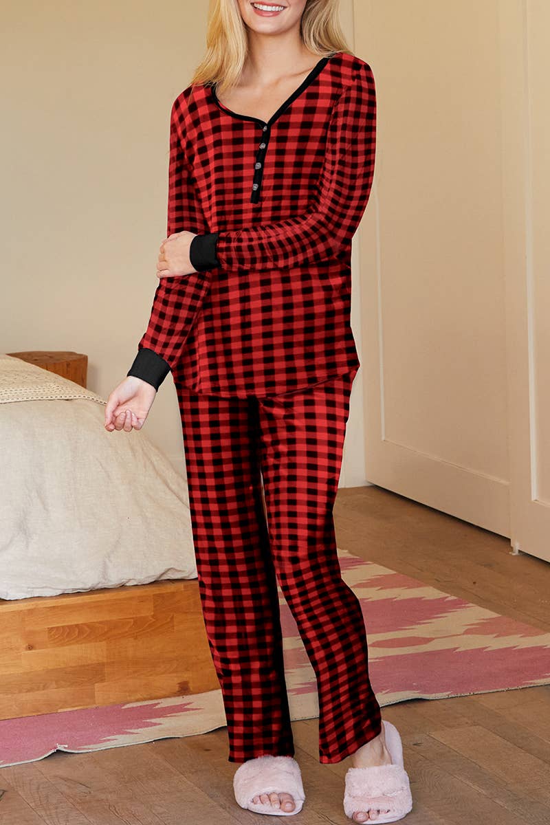 CWSPJ033_COZY LONG SLEEVE HENLEY NECK PAJAMA SET