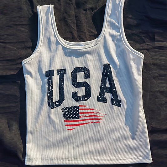 Crew neck casual monogrammed simple vest