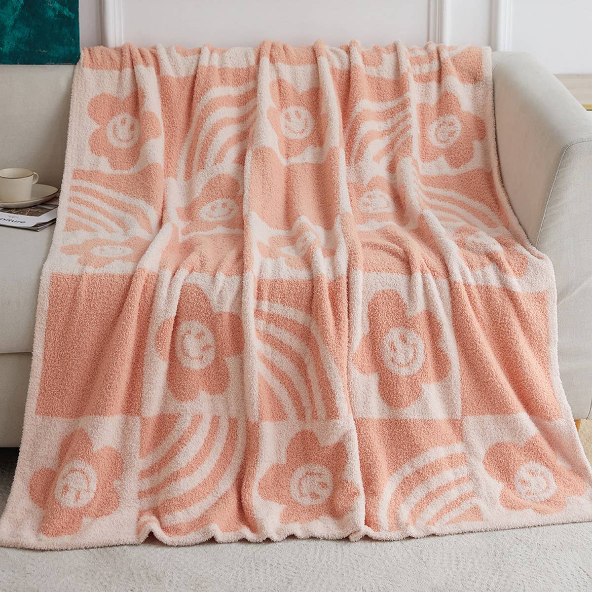 SIMPLE SMILING FACE KNITTED JACQUARD BLANKET_CWMM0324