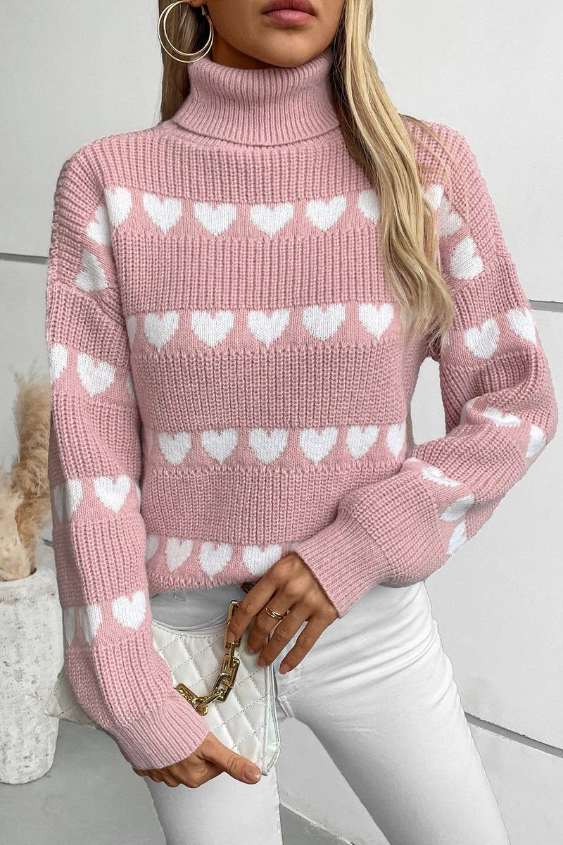 CWOSWL2872_LAPEL HEART PULLOVER LONG SLEEVE KNITTED SWEATER