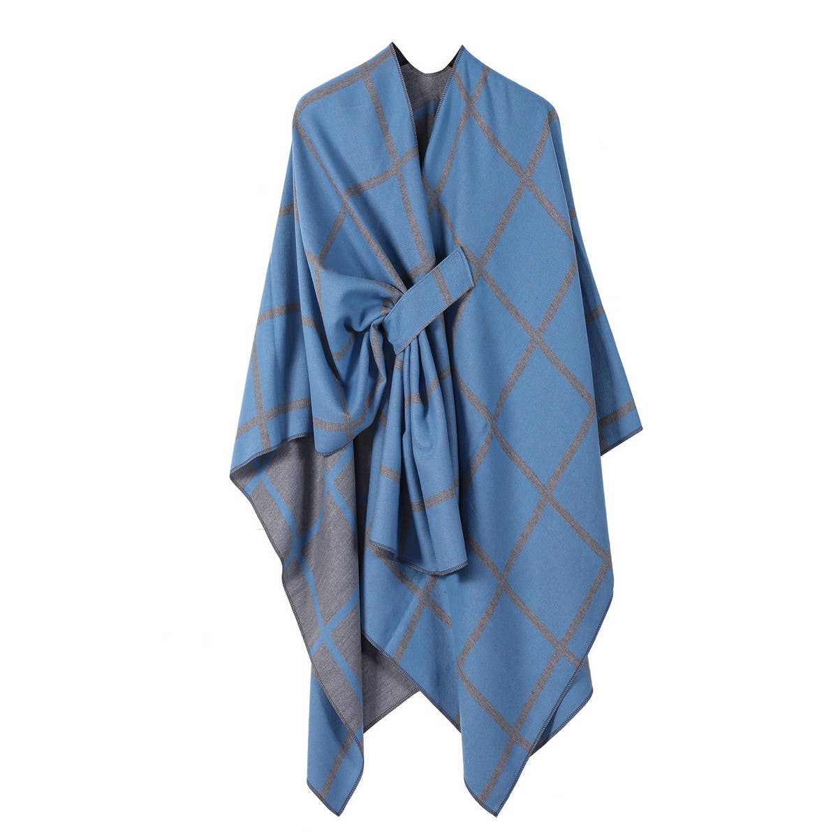 SOLID COLOR FASHIONABLE KNITTED SHAWL CAPE_CWASC2129