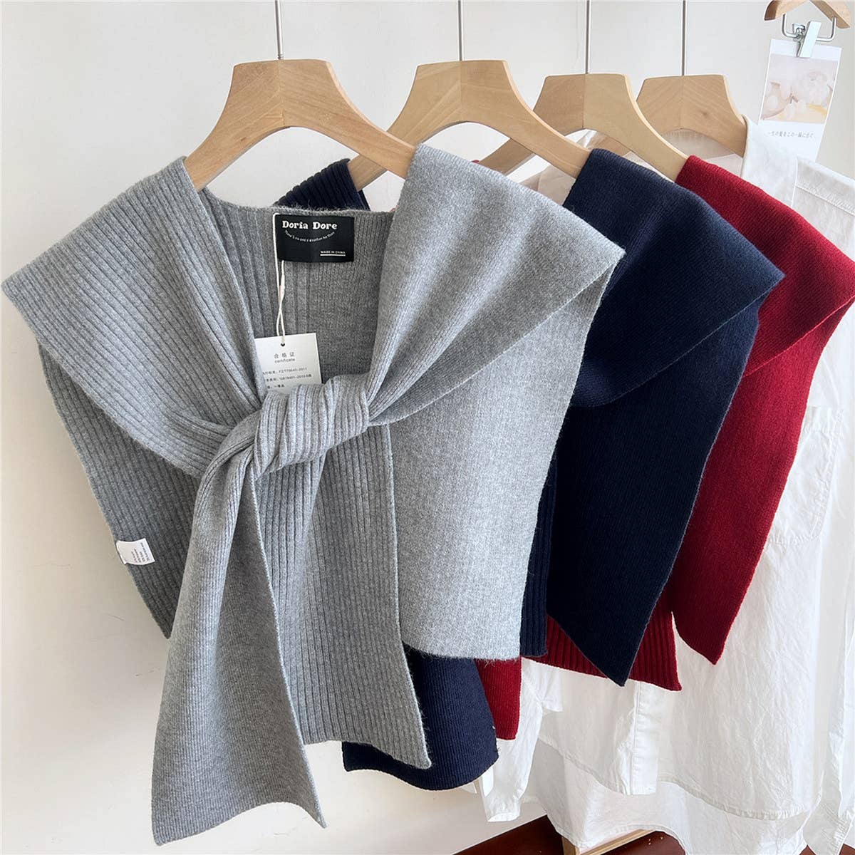 CWASC2383_KNITTED SHAWL KNOTTED SHIRT WOMEN'S SCARF