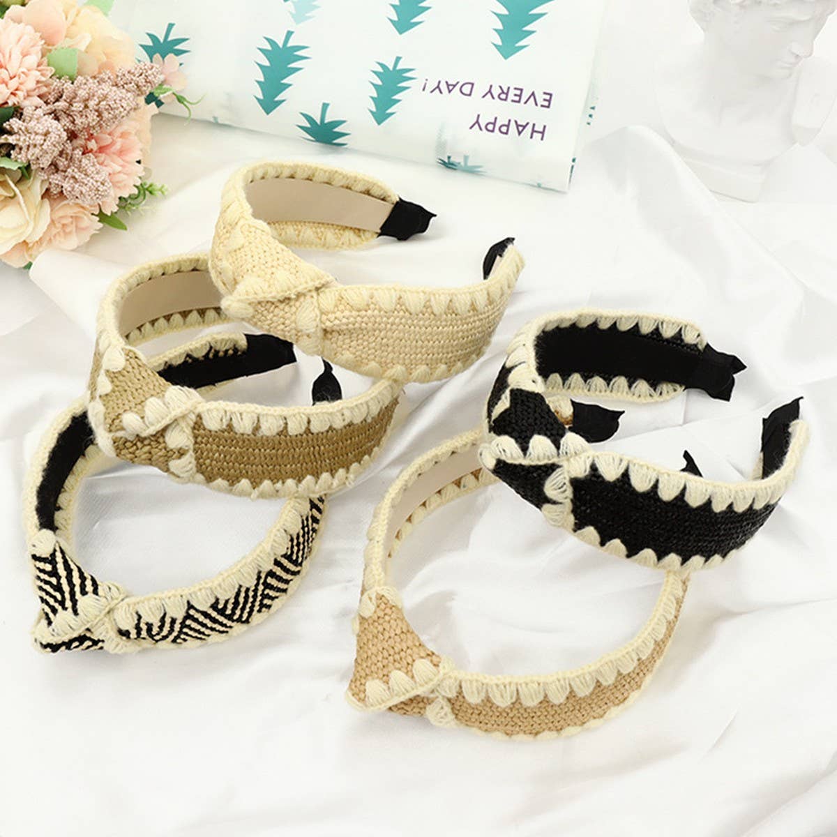 RAFFIA SIMPLE COLOR-BLOCKED KNOTTED HEADBANDS_CWAHA1160