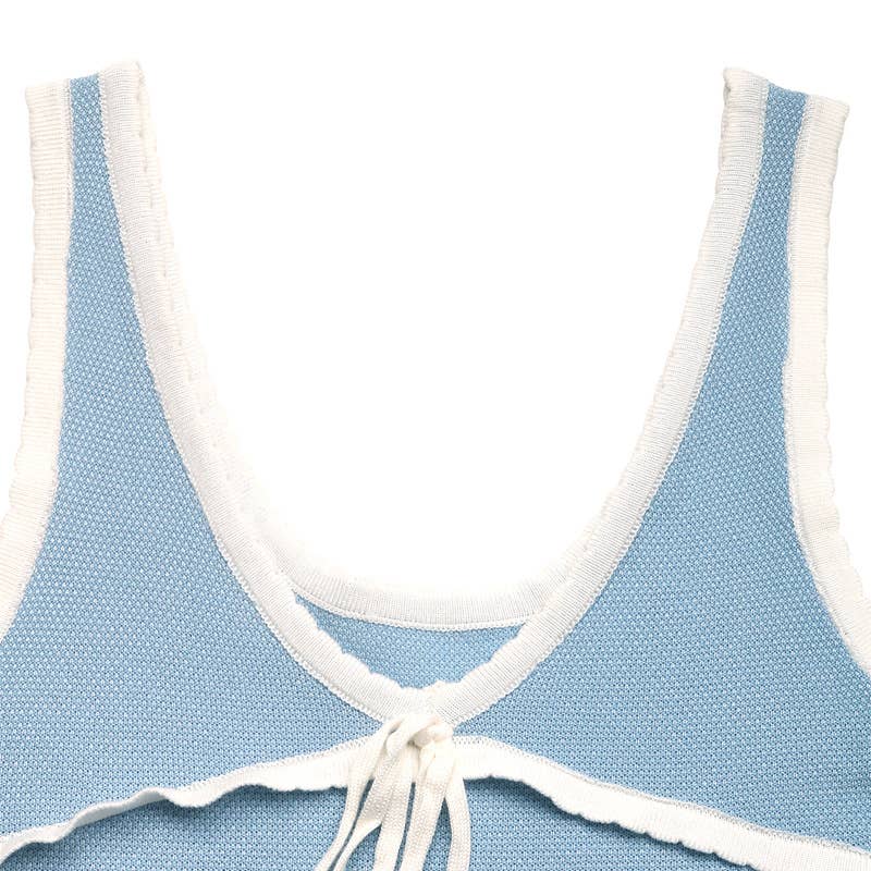 Bow-shaped slimming knitted halter top