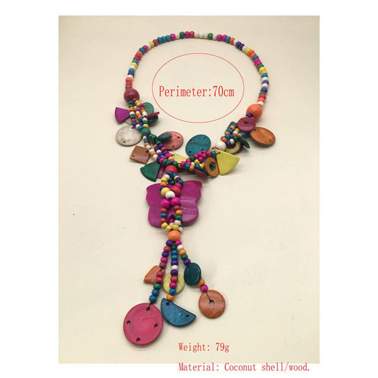 ETHNIC STYLE BUTTERFLY FLOWER COLORFUL NECKLACE