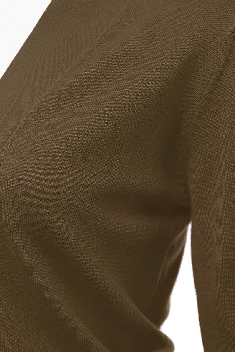 AWOCAS074_Basic 3/4 Sleeve Open Front Cropped Cardigan