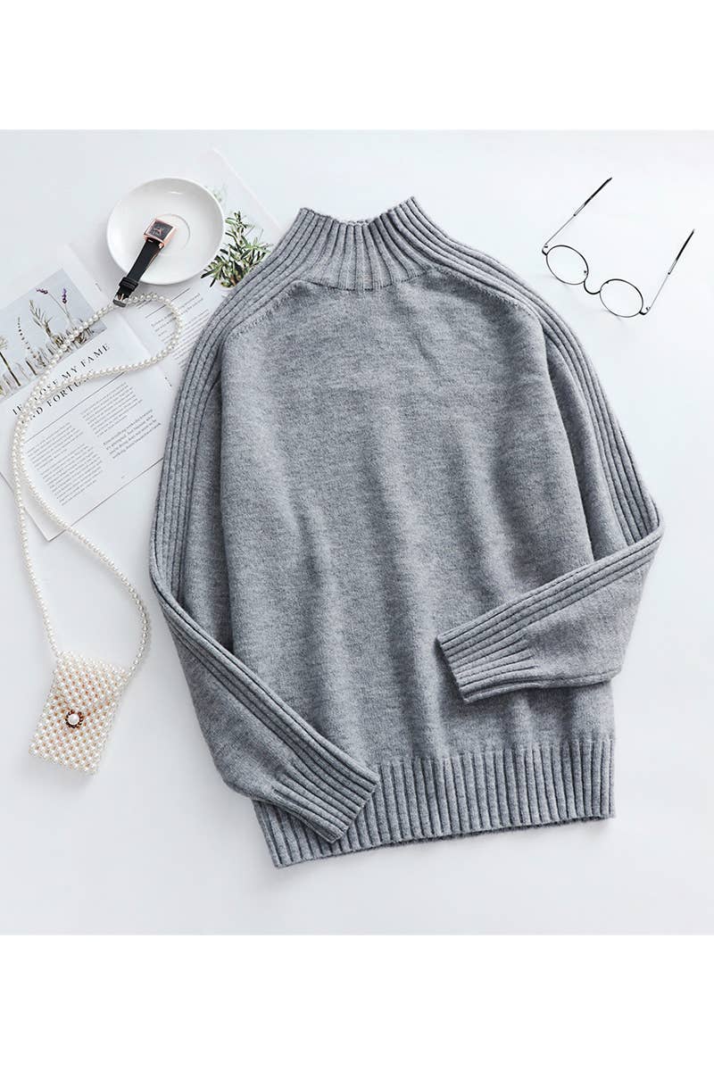 CWOSWL611  Turtle Neck Long Sleeve Pullover Sweater