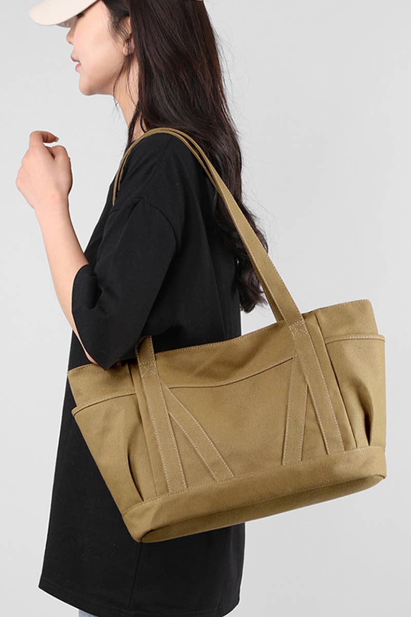 STORAGE POCKET LARGE CANVAS SHOPPER BAG_CUAB0102
